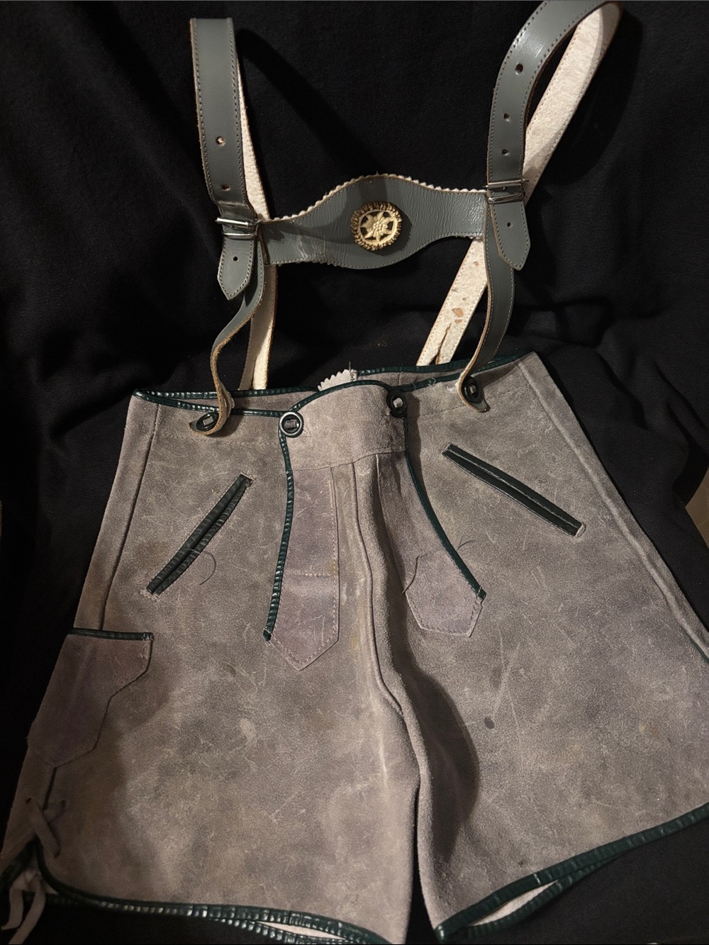 suede lederhosen gray shorts unisex child/youth size